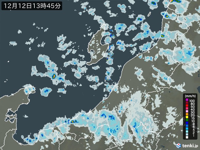 新潟県の雨雲レーダー(実況)