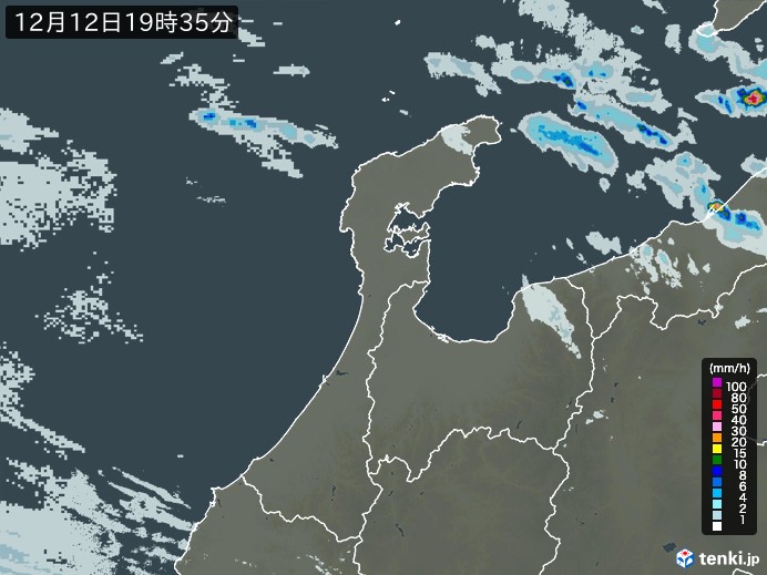石川県の雨雲レーダー(実況)