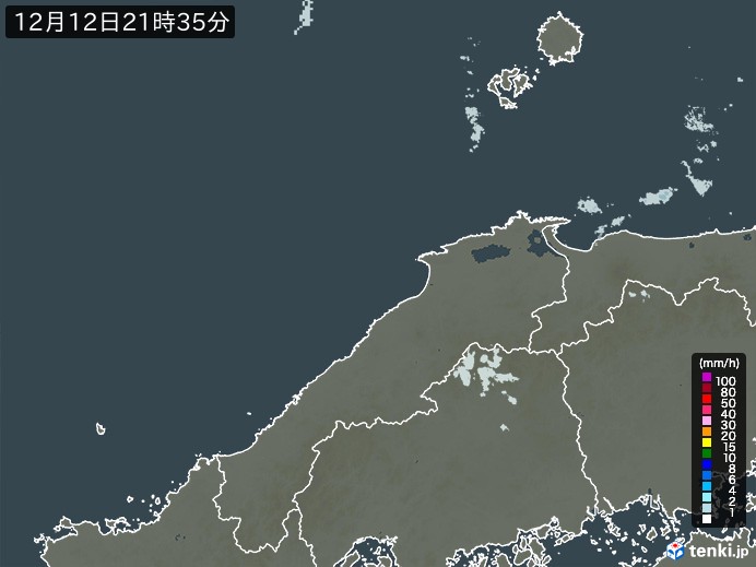 島根県の雨雲レーダー(実況)