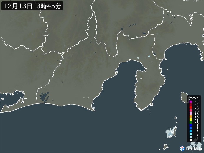 静岡県の雨雲レーダー(実況)