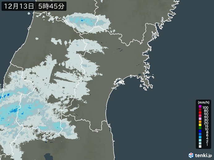 宮城県の雨雲レーダー(実況)