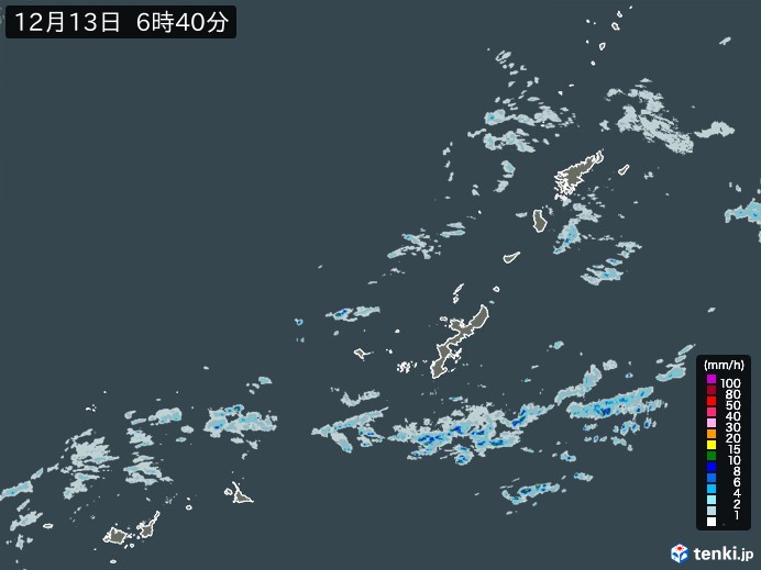 沖縄地方の雨雲レーダー(実況)