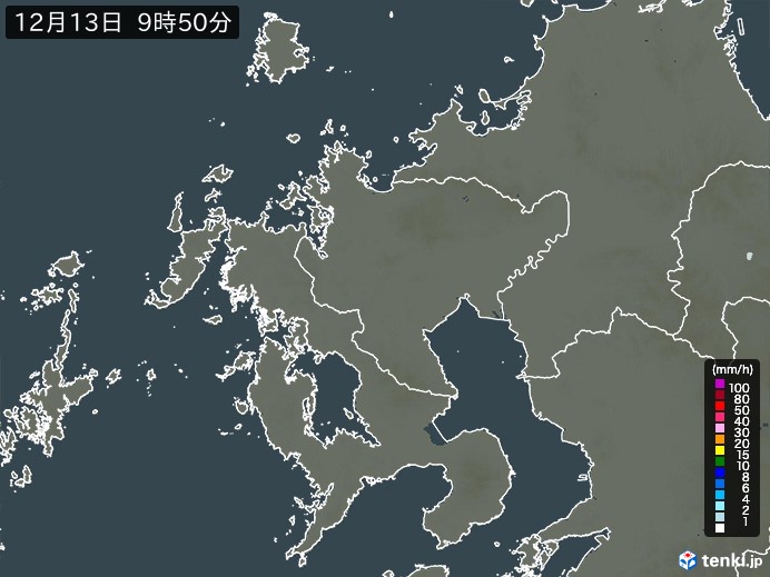 佐賀県の雨雲レーダー(実況)