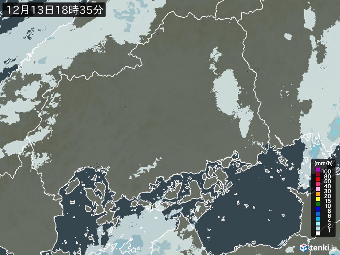 広島県の雨雲レーダー(実況)