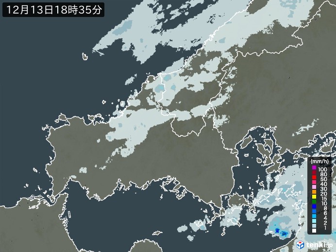 山口県の雨雲レーダー(実況)