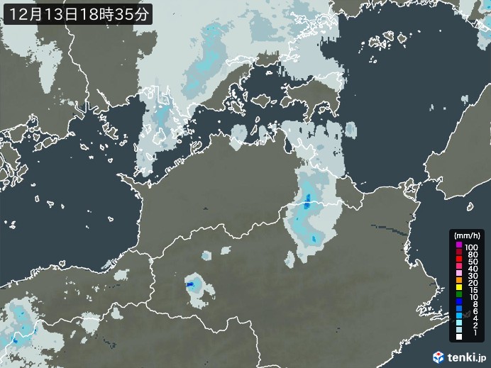 香川県の雨雲レーダー(実況)