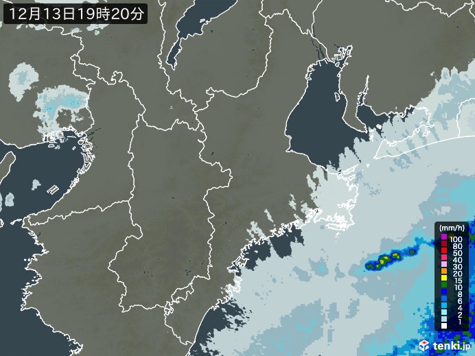 三重県の雨雲レーダー(実況)