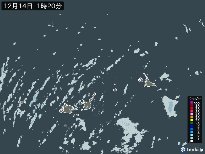 宮古島・石垣・与那国(沖縄県)の雨雲レーダー(実況)