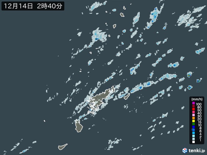 奄美諸島(鹿児島県)の雨雲レーダー(実況)