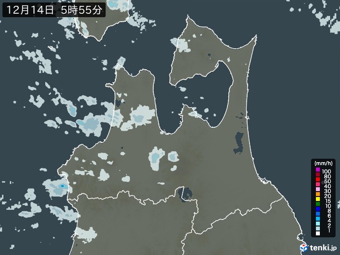 青森県の雨雲レーダー(実況)