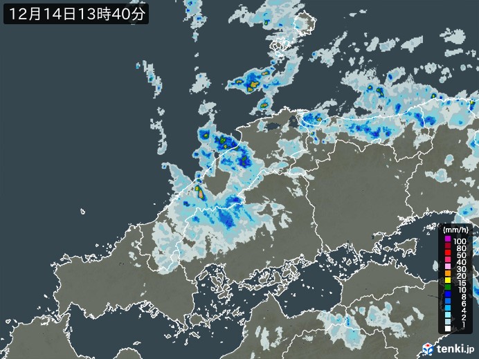 中国地方の雨雲レーダー(実況)