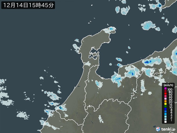 石川県の雨雲レーダー(実況)