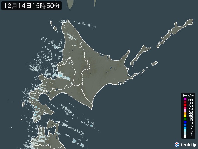 北海道地方の雨雲レーダー(実況)