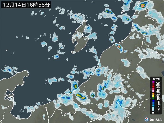 新潟県の雨雲レーダー(実況)