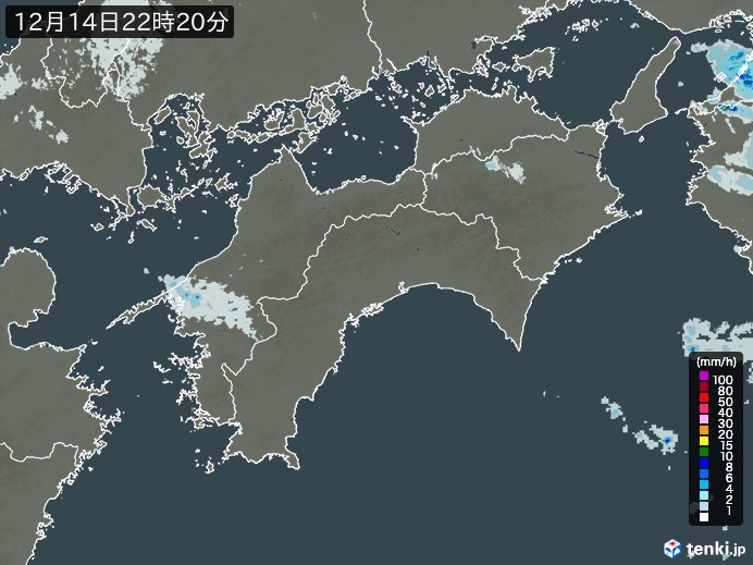 四国地方の雨雲レーダー(実況)