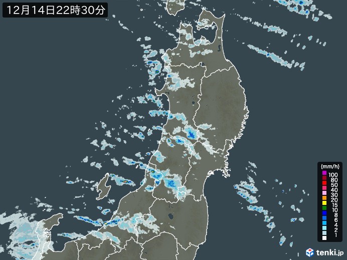 東北地方の雨雲レーダー(実況)