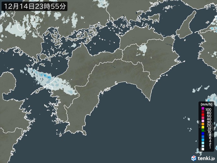 四国地方の雨雲レーダー(実況)