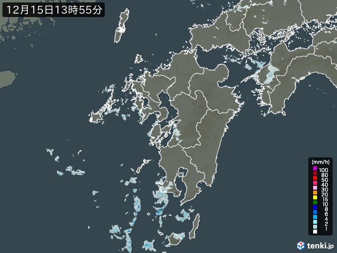 九州地方の雨雲レーダー(実況)