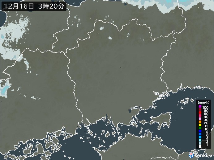 岡山県の雨雲レーダー(実況)