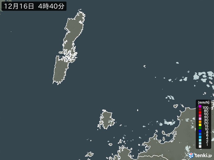 壱岐・対馬(長崎県)の雨雲レーダー(実況)