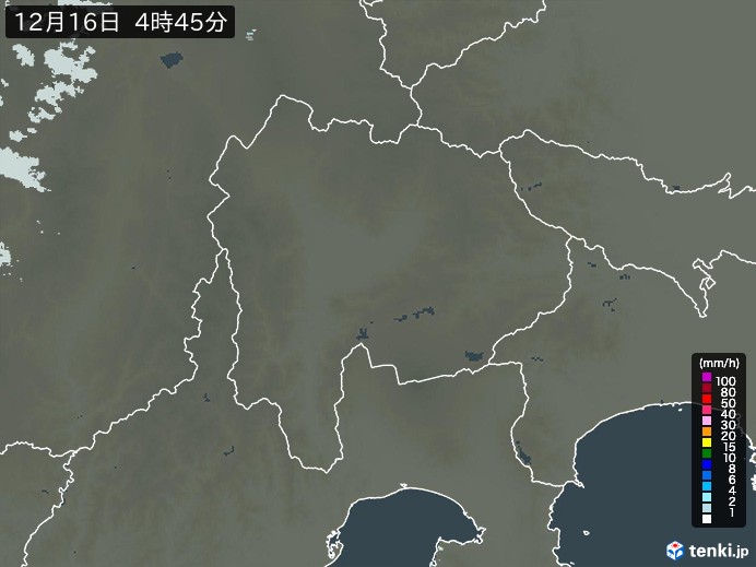 山梨県の雨雲レーダー(実況)