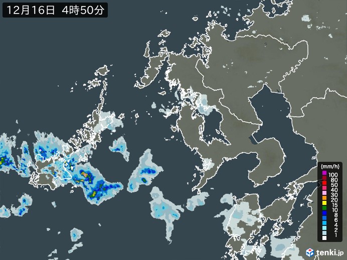 長崎県の雨雲レーダー(実況)