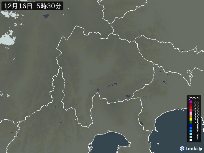 山梨県の雨雲レーダー(実況)