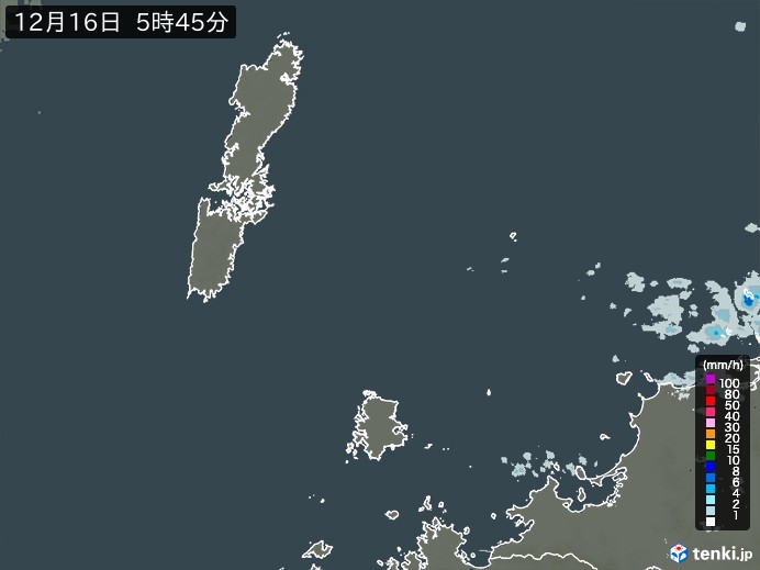壱岐・対馬(長崎県)の雨雲レーダー(実況)