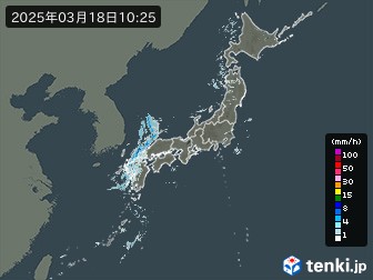 雨雲の動き（実況）