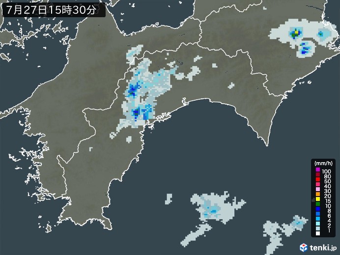 高知県の雨雲レーダー(過去)