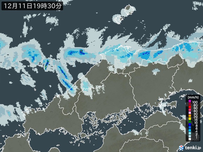 中国地方の雨雲レーダー(過去)