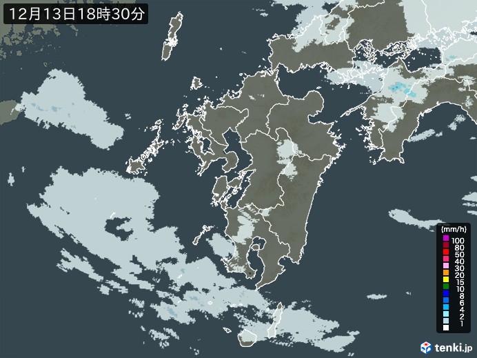 九州地方の雨雲レーダー(過去)