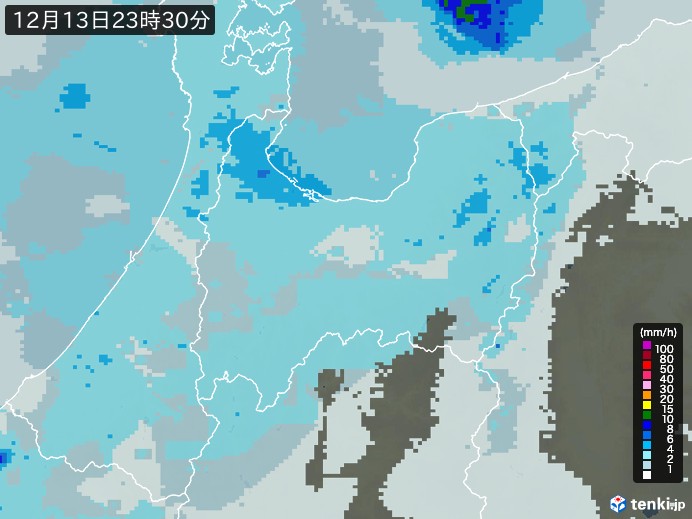 富山県の雨雲レーダー(過去)