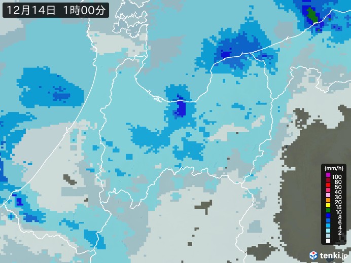 富山県の雨雲レーダー(過去)