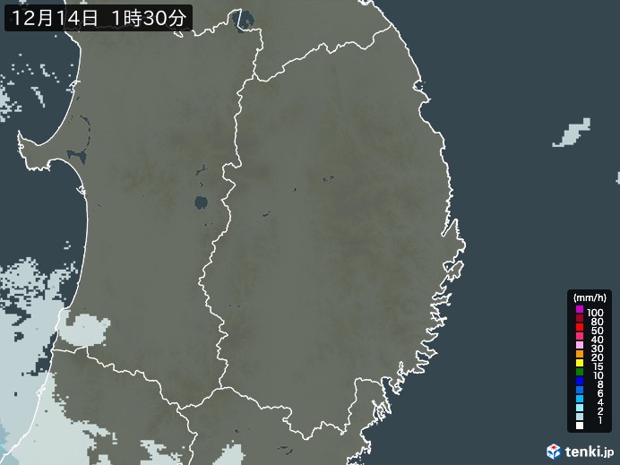 岩手県の雨雲レーダー(過去)