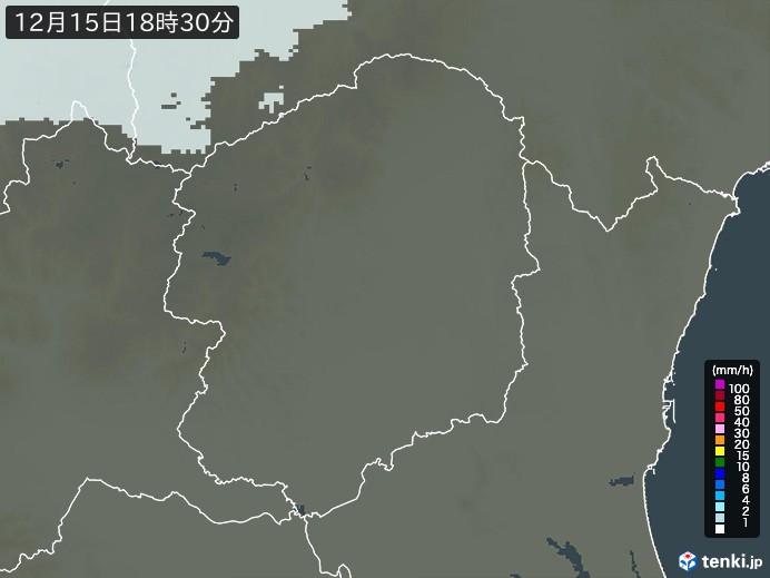 栃木県の雨雲レーダー(過去)
