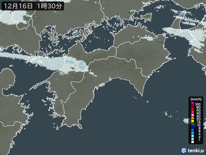 四国地方の雨雲レーダー(過去)