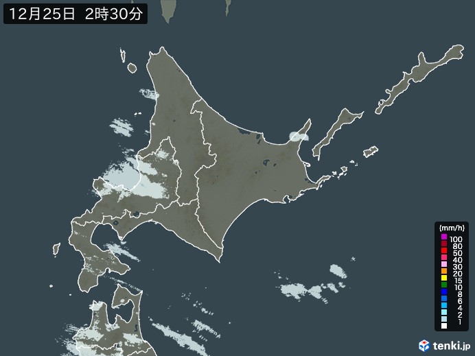 北海道地方の雨雲レーダー(過去)