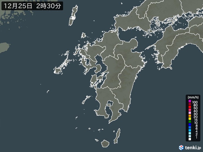 九州地方の雨雲レーダー(過去)