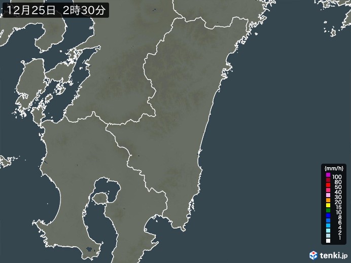 宮崎県の雨雲レーダー(過去)