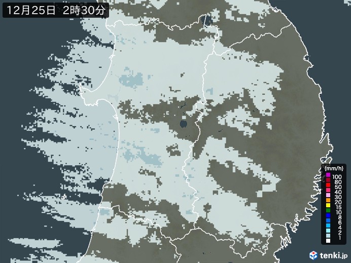 秋田県の雨雲レーダー(過去)