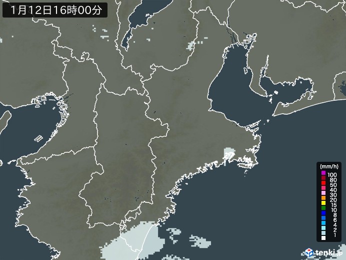 三重県の雨雲レーダー(過去)