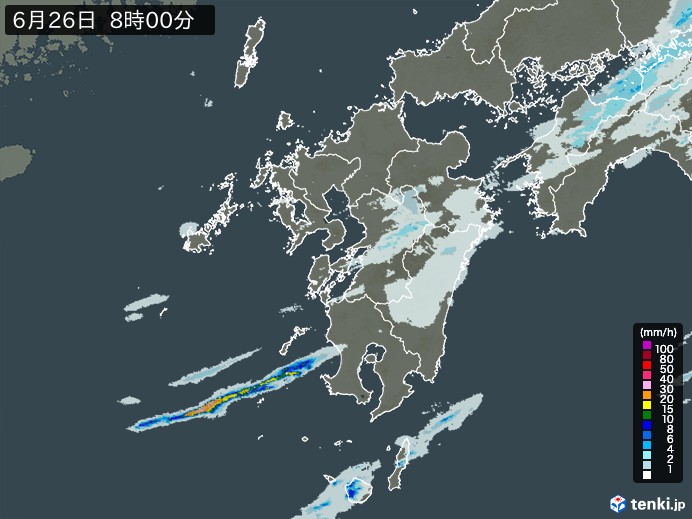 九州地方の雨雲レーダー(過去)