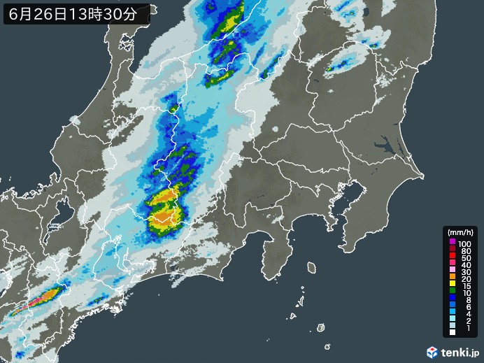 関東・甲信地方の雨雲レーダー(過去)