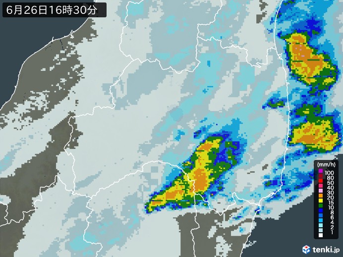 福島県の雨雲レーダー(過去)