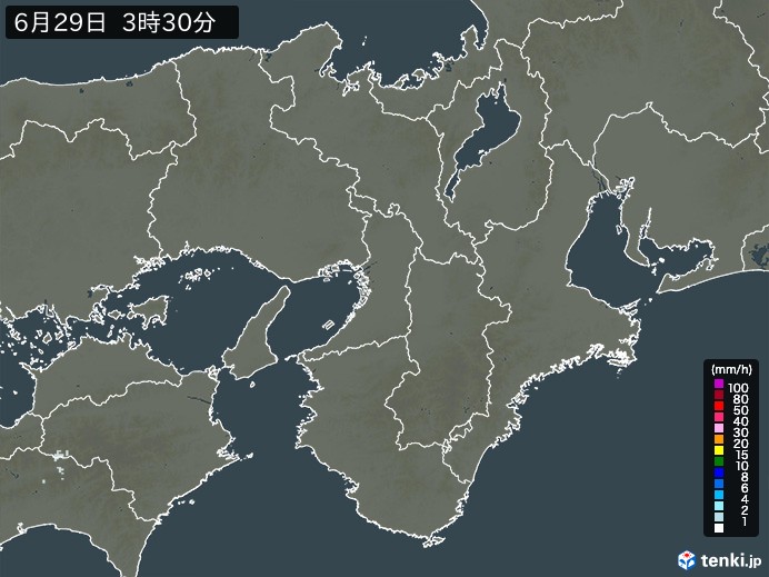 近畿地方の雨雲レーダー(過去)