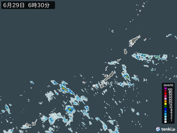 沖縄地方の雨雲レーダー(過去)