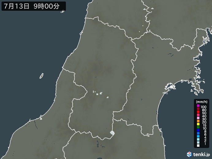 山形県の雨雲レーダー(過去)