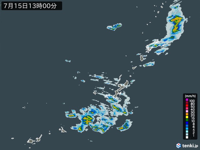 沖縄地方の雨雲レーダー(過去)