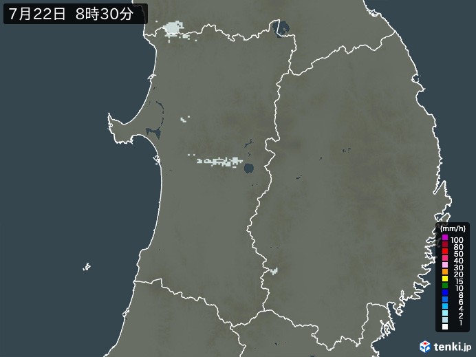 秋田県の雨雲レーダー(過去)